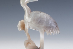 FIGURINE OF A CRANE WITH FUNGUS OF IMMORTALITY (ONE OF TWO)