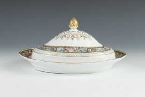 OVAL DISH WITH COVER FROM THE CABINET SERVICE, ONE OF TWO