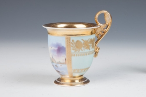 CUP WITH HARBOR SCENE