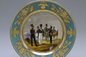 MILITARY PLATE WITH GREEN RIM, ONE OF SIX
