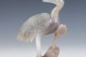 FIGURINE OF A CRANE WITH FUNGUS OF IMMORTALITY (ONE OF TWO)