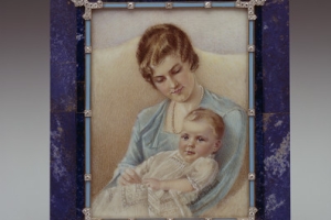 FRAME WITH MINIATURE OF ADELAIDE CLOSE RIGGS AND HER DAUGHTER, MARJORIE