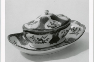SUGAR BOWL WITH COVER AND ATTACHED TRAY, ONE OF TWO