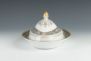OVAL DISH WITH COVER FROM THE CABINET SERVICE, ONE OF TWO