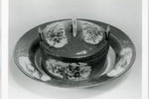 BUTTER DISH WITH COVER AND ATTACHED TRAY (BEURRIER), ONE OF TWO