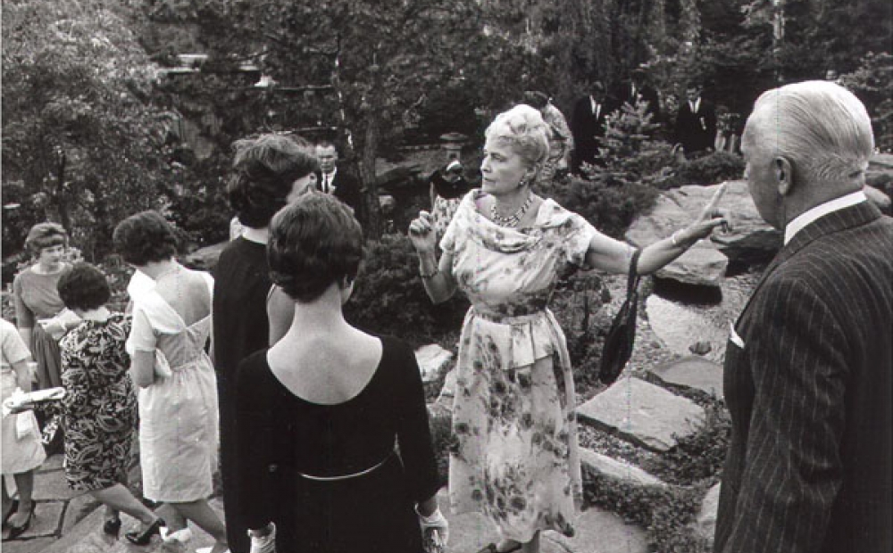 Historical view of Marjorie Post in Japanese Garden 1963
