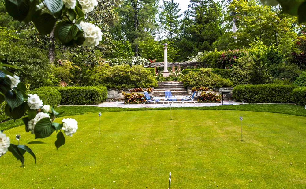 The putting green looking to the rose garden