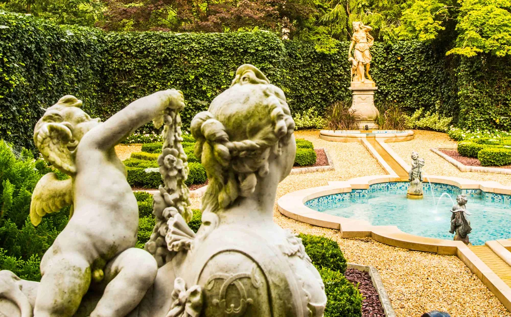 Outdoor sculpture in the French parterre